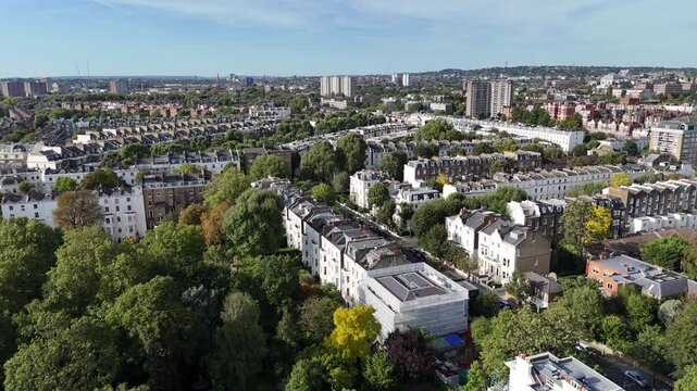 Maida Vale West London UK large houses and streets drone,aerial