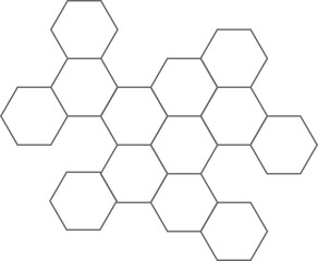 Hexagonal grid pattern representing futuristic HUD design elements, symbolizing connectivity and technology.