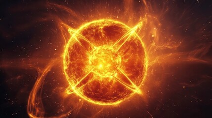 Fototapeta premium Fiery Sun in Space.