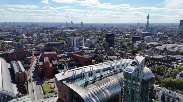 Kings cross London UK Francis Crick Institute Exhibition Space aerial