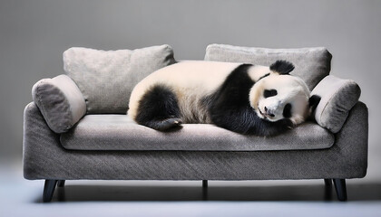 Peaceful Panda Resting on Cozy Sofa