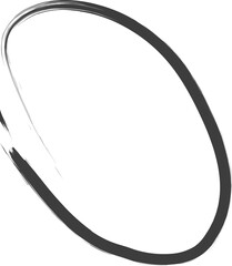 A simple black brushstroke forming an incomplete circle, symbolizing creativity and fluidity in Brushstroke24's design.