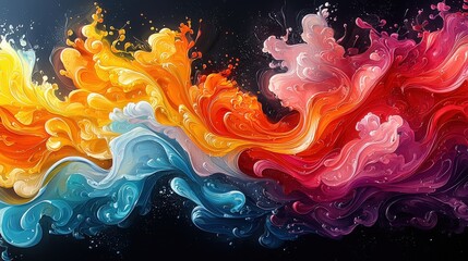 Abstract Swirling Paint Colors  Blue  Red  Yellow  Orange  Purple  Liquid Art  Background Texture