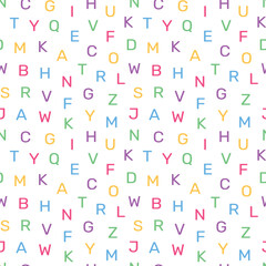 seamless pattern of alphabet letters with a transparent background, suitable for children's pattern design needs, for print, fashion, surfaces, wrapping paper, covers and others