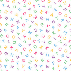 seamless pattern of alphabet letters with a transparent background, suitable for children's pattern design needs, for print, fashion, surfaces, wrapping paper, covers and others