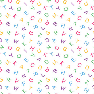 seamless pattern of alphabet letters with a transparent background, suitable for children's pattern design needs, for print, fashion, surfaces, wrapping paper, covers and others