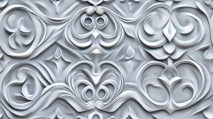 Oriental Gray Quatrefoil Flooring Tribal Seamless Quatrefoil Pattern Relief Cross Design Vintage 3D Floral Composition Geometric Batik Ink Pattern 3D Floral Print Grey Relief Knit Texture