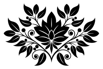 the pattern ornament element leaves and flowers follow each other Russian folk style vector art illustration