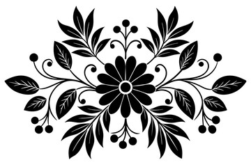 the pattern ornament element leaves and flowers follow each other Russian folk style vector art illustration