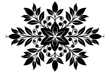 the pattern ornament element leaves and flowers follow each other Russian folk style vector art illustration