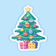 Fototapeta premium Christmas tree clip art, cartoon style