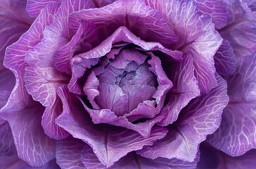 Fototapeta premium Close-up of an ornamental cabbage with purple leaves