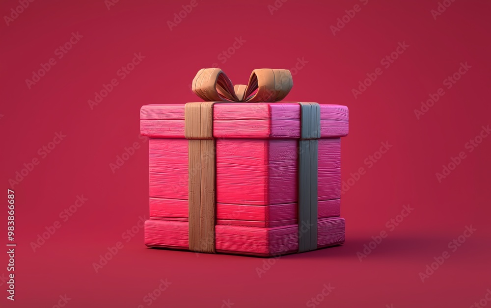 Wall mural colorful gift box with a ribbon on a vibrant red background, perfect for celebrating special occasio