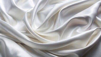 Fototapeta premium Soft and lustrous, the delicate white fabric unfolds before us, its intricate texture and gentle folds revealed in