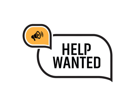 Help wanted sign on white background	