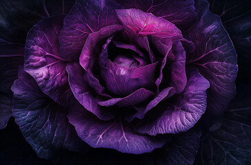 Fototapeta premium A purple cabbage with rich colors and detailed textures