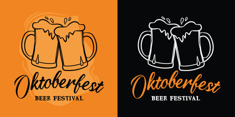 A vector typography design for an Oktoberfest beer festival, featuring a coffee mug in a creative and unique style.