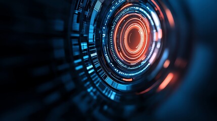 Futuristic abstract circular design with glowing elements and intricate patterns, ideal for tech-oriented visuals.