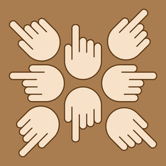 vector image of hand pointing at various angles