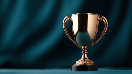Golden trophy on a dark blue background, symbolizing achievement and success.