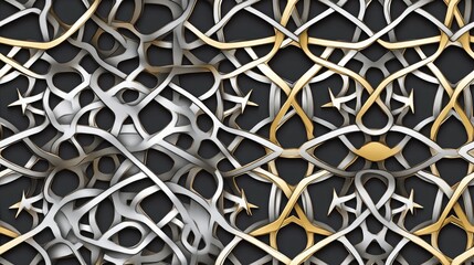 Abstract golden and silver pattern in Arabian style featuring geometric design Suitable for wallpapers and backgrounds