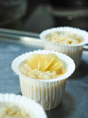 pineapple crumble muffin before baking