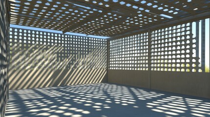 Naklejka premium Captivating Geometric Shadows Dance in a Modernist Space