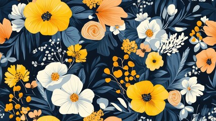 Trendy New Abstract Floral Seamless Pattern for Allover Digital Printing