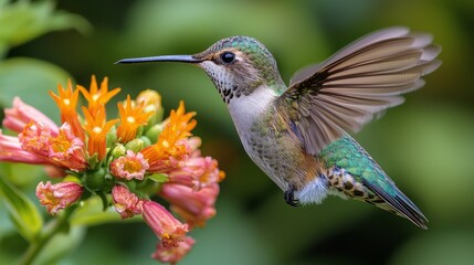 Obraz premium Graceful Hummingbird in Vivid Macro Close-Up with Crystal Clear Wing Detail