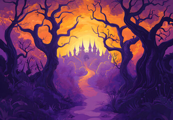 Spooky Haunted Castle in the Moonlight