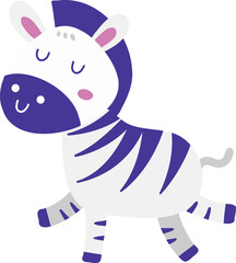 Cute Cartoon Zebra with Purple Stripes
