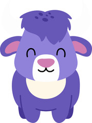 Cute Purple Yak Cartoon Character Illustration