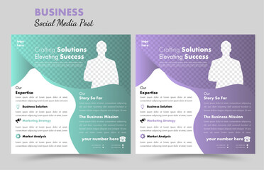 Marketing  agency business social media post design template with multiple color