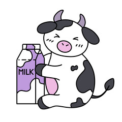 Cute vector cow. Flat illustration. Isolated on white background.