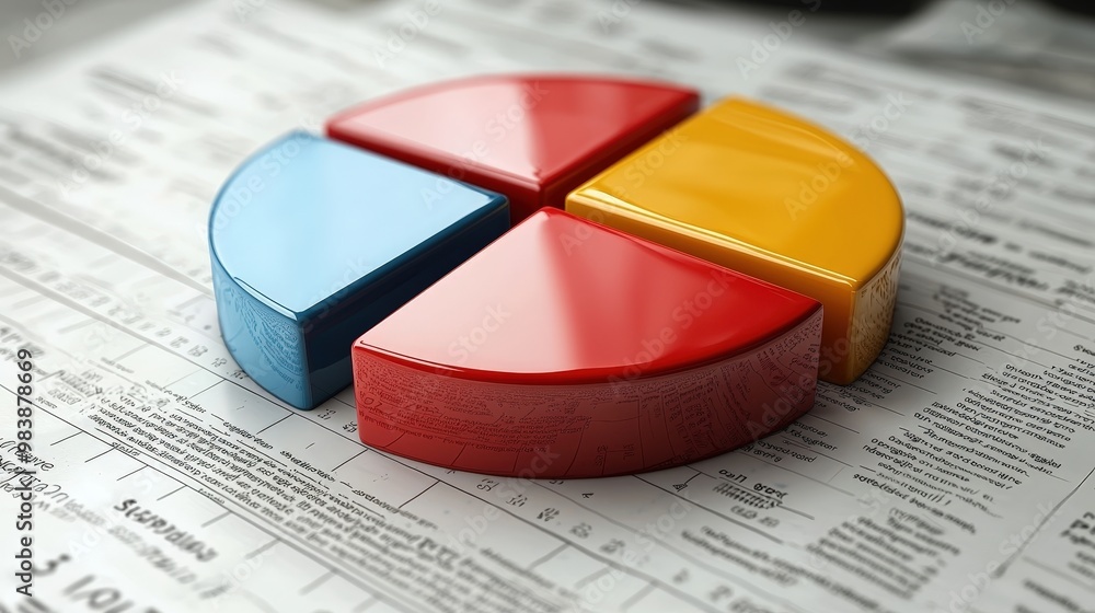 Aufkleber d pie chart on paper data analysis business concept chart graph diagram financial report market shar