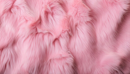 Obraz premium Pink fur texture top view. Pink sheepskin background. Fur pattern