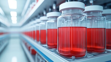 Innovative biotechnology lab with bioreactors cultivating genetically modified organisms