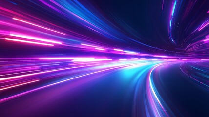 Purple and blue background with a light trail in the middle