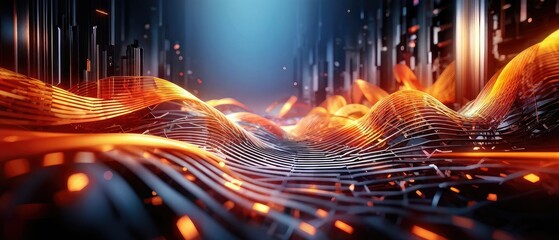 Abstract Orange and Blue Wave