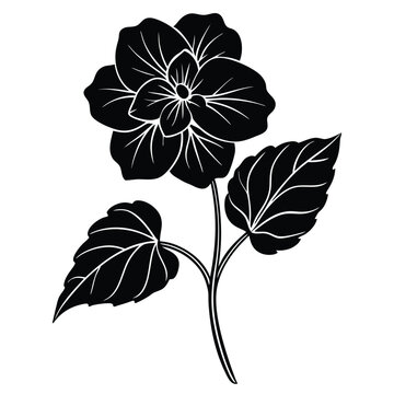black flower silhouette on white background clip art preview