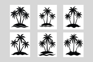 Tropical Palm Trees Silhouette Vector Illustration