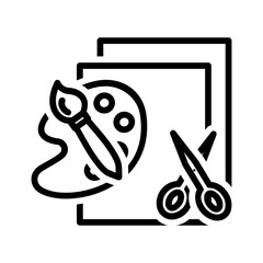 Vector black line icon for Crafts