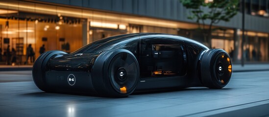 Obraz premium Futuristic Electric Car in Urban Setting