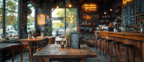 Fototapeta premium Cozy Wooden Bar Interior with Rustic Charm