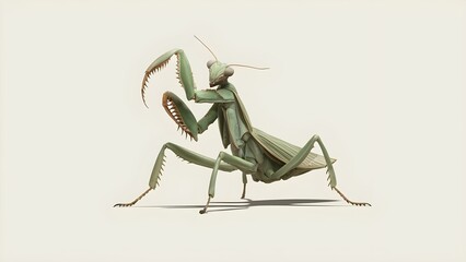 praying mantis on white background
