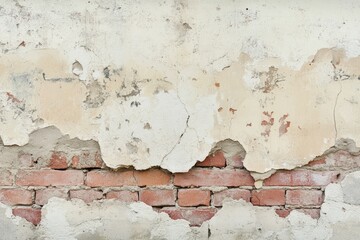 Obraz premium Chipped plaster wall texture with exposed brick underneath
