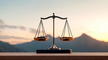 High-stakes negotiation represented by a delicate balance scale on a sleek digital interface
