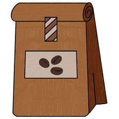 Coffee Bean Bag Hand Drawn Illustration