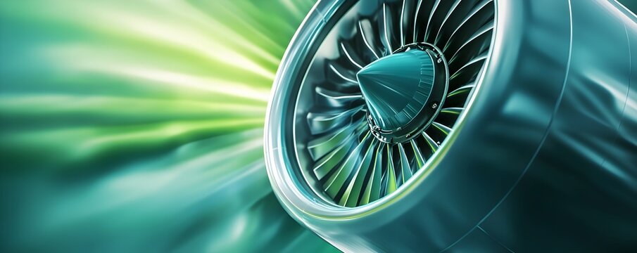 Sustainable Aircraft Fuel Tank with Vibrant Green and Blue Hues