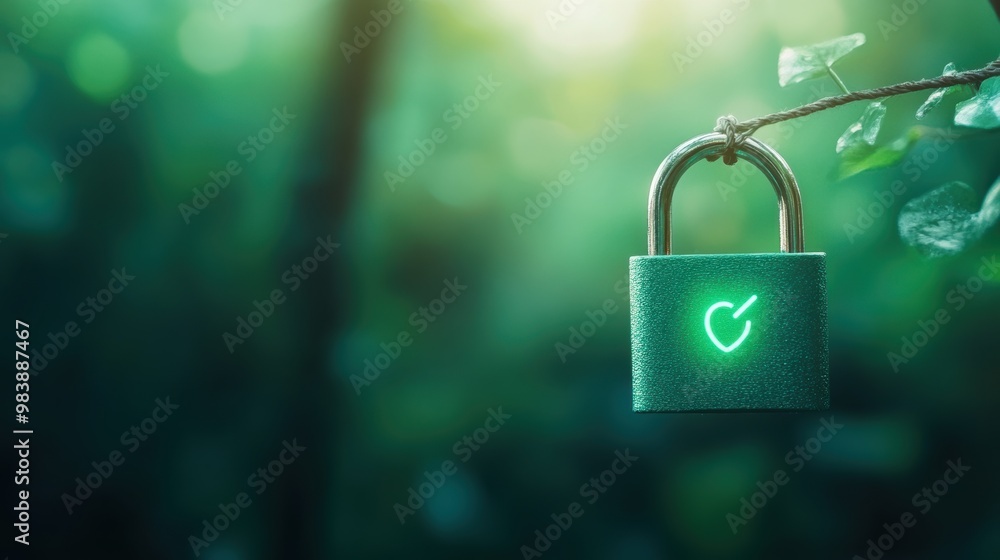 Poster a padlock symbol with a glowing green light, signifying a secure connection.